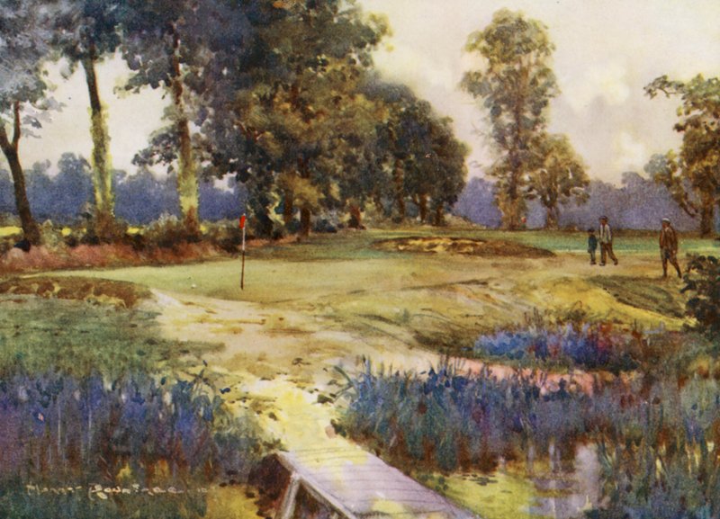 Golfplätze: Romford, das sechste Grün von Harry (1878 1950) Rountree