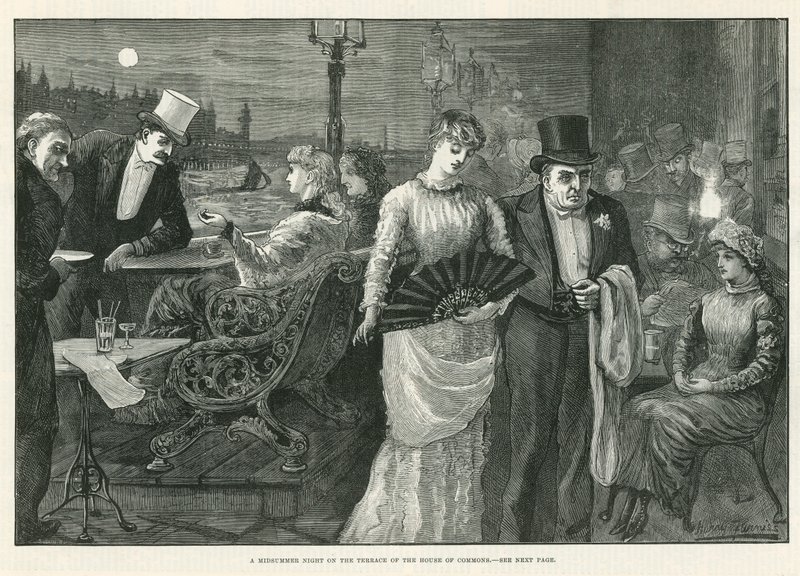 Eine Sommernacht auf der Terrasse des House of Commons von Harry Furniss