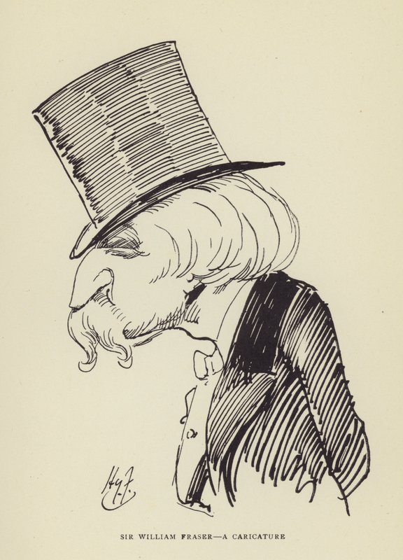 Sir William Fraser, eine Karikatur von Harry Furniss