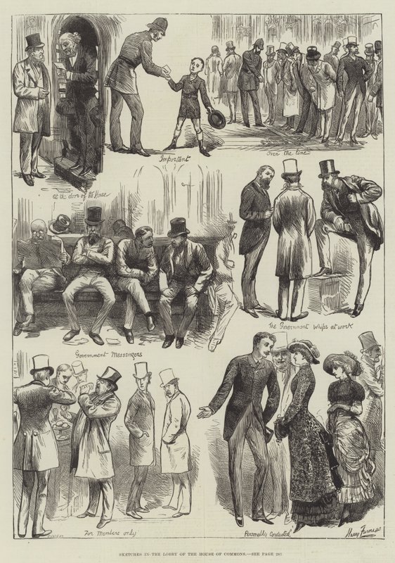 Skizzen in der Lobby des House of Commons von Harry Furniss
