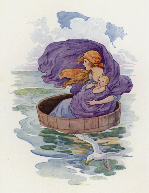 Fort segelte Danae und ihr kleiner Sohn von Harry George Theaker