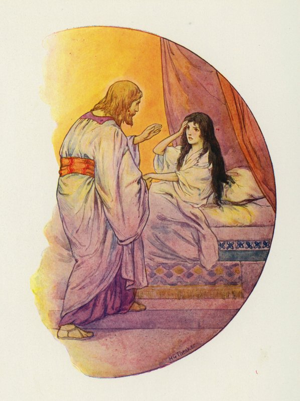 "Kleines Mädchen," sagte er, "steh auf!" von Harry George Theaker