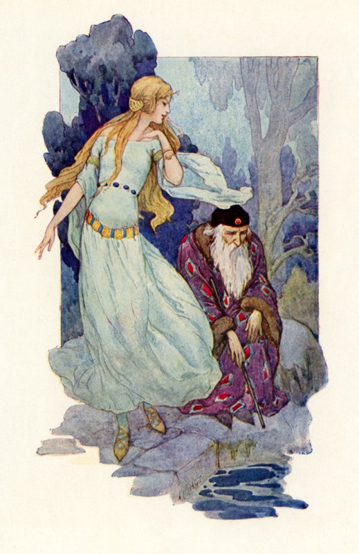 Merlin verzaubert, während die Fee sang von Harry George Theaker