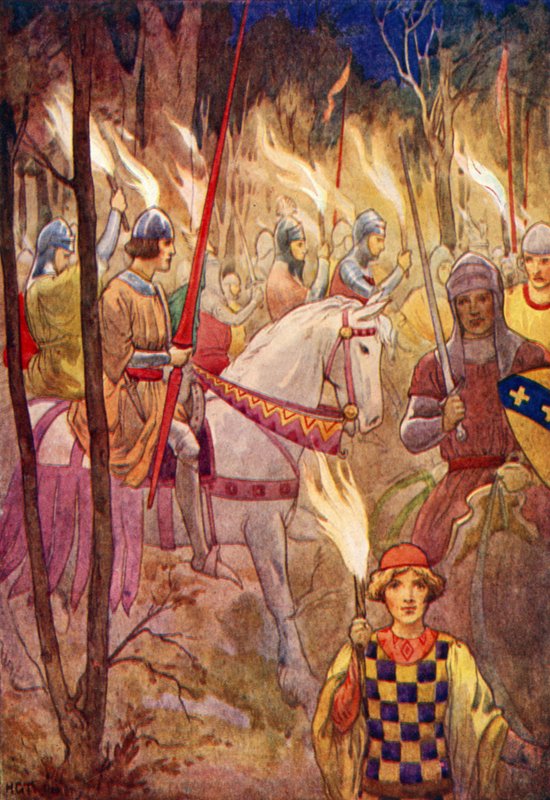 Prozession von Rittern mit Fackeln von Harry George Theaker