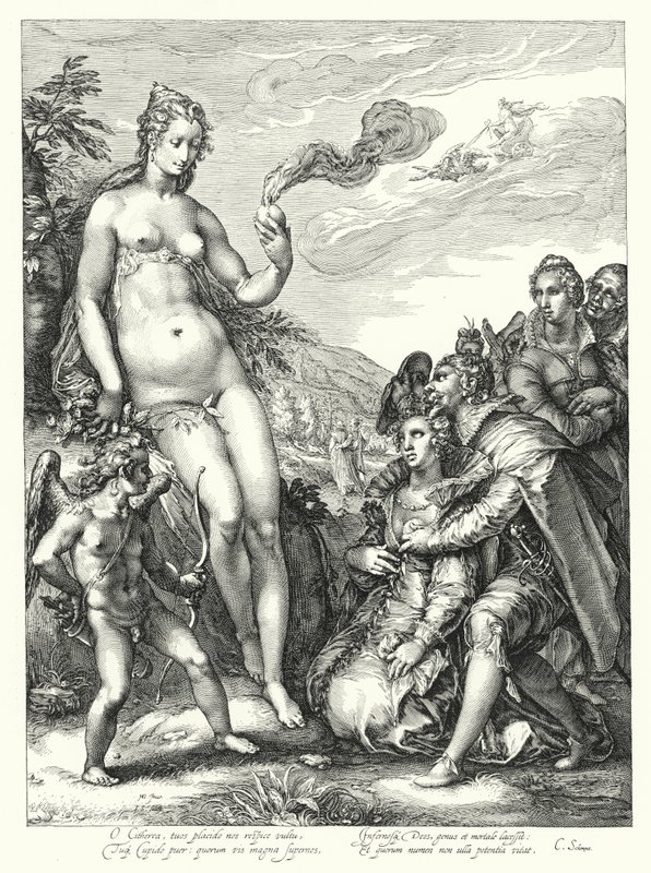 Venus, Amor und die zwei Liebespaare von Hendrik (after) Goltzius