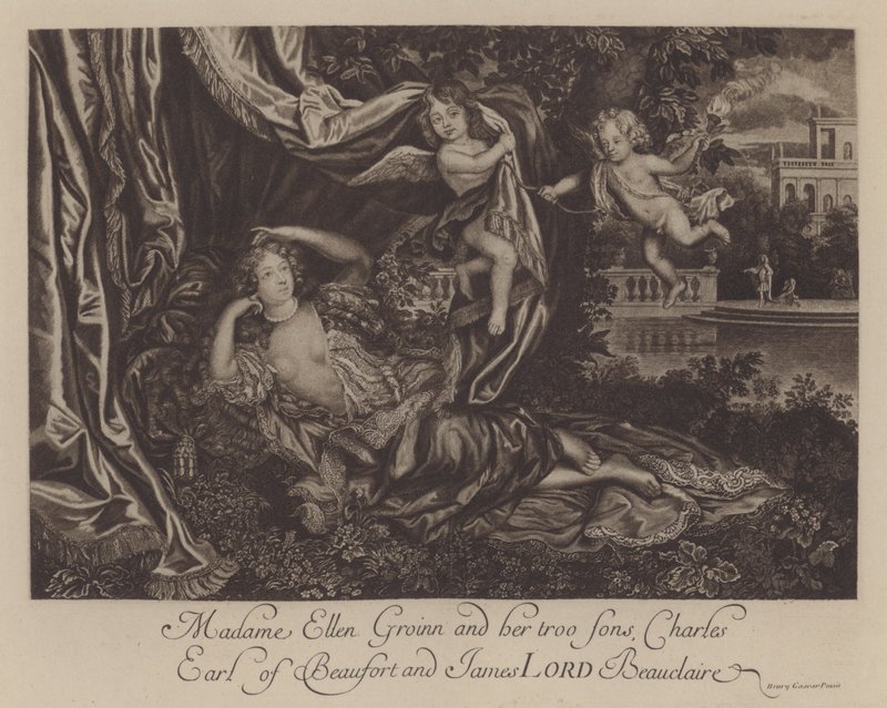 Nell Gwyn und ihre zwei Söhne, Charles, Earl of Burford, und James, Lord Beauclerk von Henri Gascar