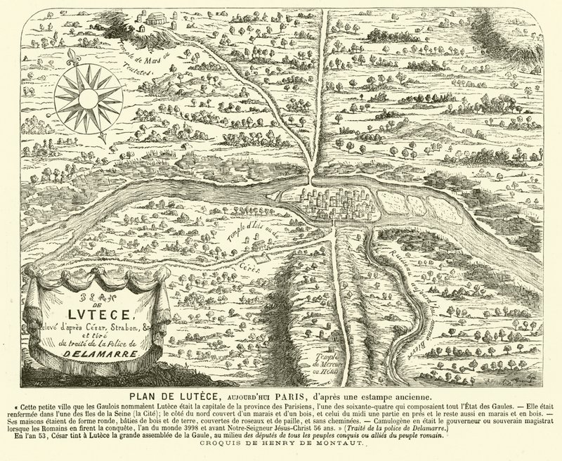 Plan der römischen Stadt Lutetia, Standort des modernen Paris von Henri de (after) Montaut