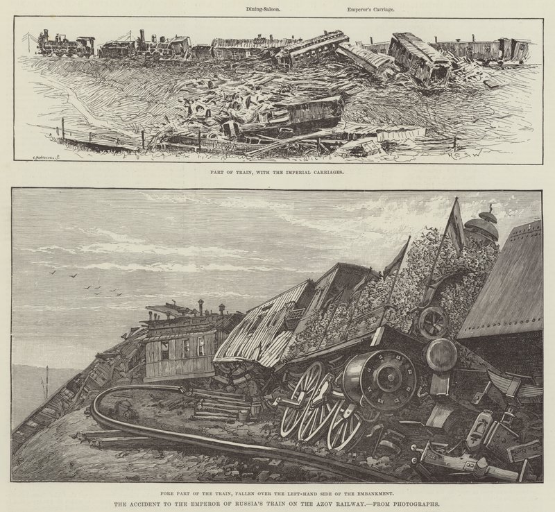 Der Unfall des Zuges des Kaisers von Russland auf der Asow-Bahn von Henry Charles Seppings Wright