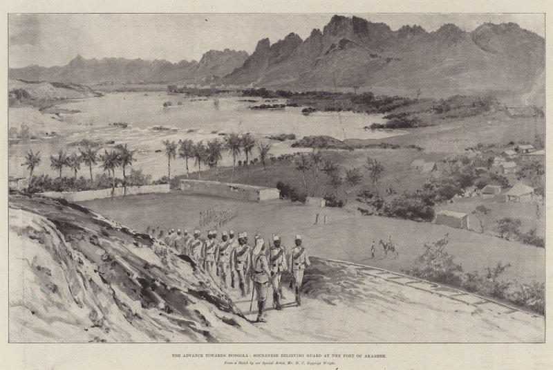 Der Vormarsch nach Dongola, sudanesische Wachablösung am Fort von Akasheh von Henry Charles Seppings Wright