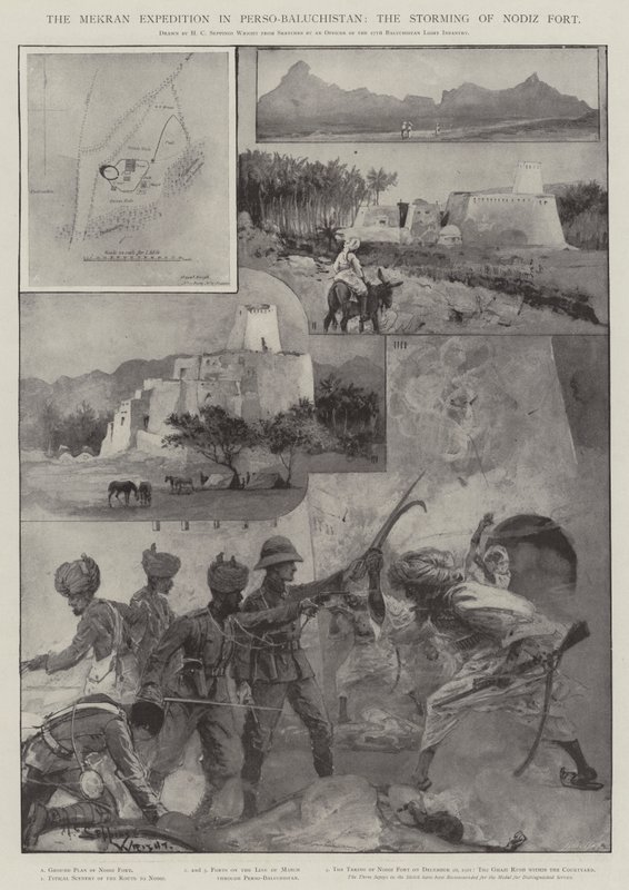 Die Mekran-Expedition in Perso-Belutschistan, der Sturm auf die Festung Nodiz von Henry Charles Seppings Wright