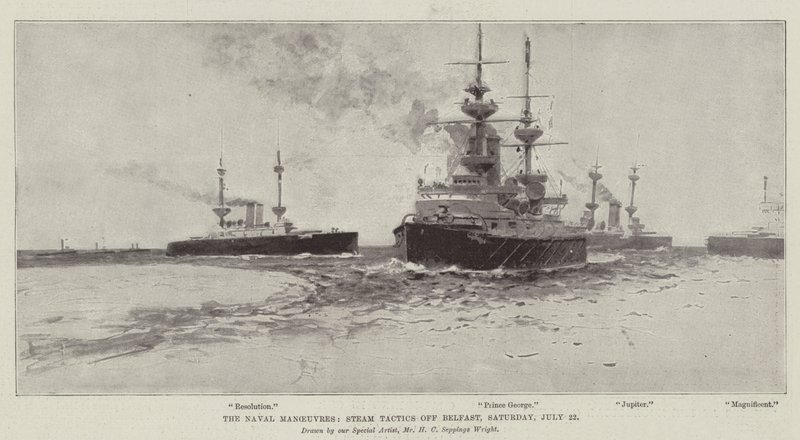 Die Marine-Manöver, Dampftaktiken vor Belfast, Samstag, 22. Juli von Henry Charles Seppings Wright