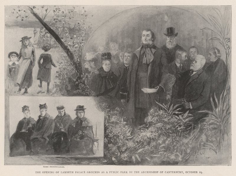Die Eröffnung des Lambeth Palace Grounds als öffentlicher Park durch den Erzbischof von Canterbury, 24. Oktober von Henry Charles Seppings Wright