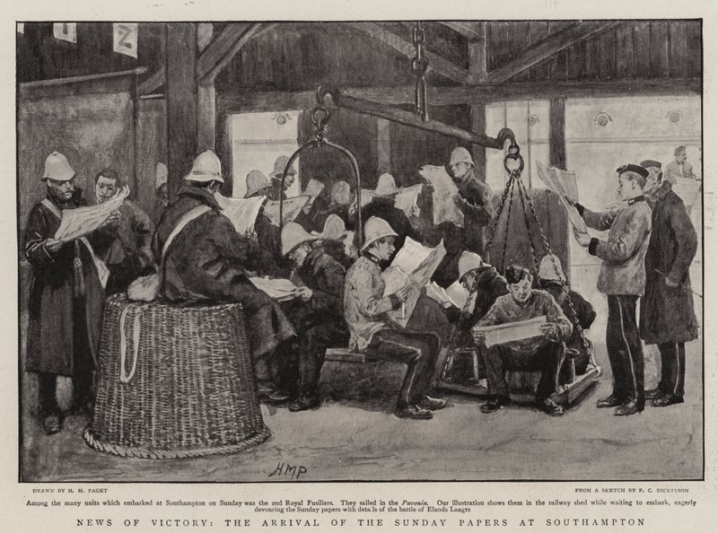 Nachricht vom Sieg, die Ankunft der Sonntagszeitungen in Southampton von Henry Marriott Paget