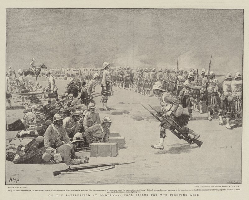 Auf dem Schlachtfeld von Omdurman, Abkühlung der Gewehre für die Kampflinie von Henry Marriott Paget