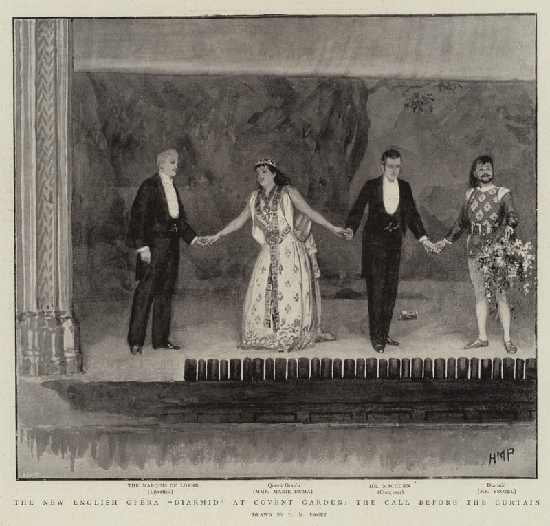 Die neue englische Oper Diarmid im Covent Garden, der Ruf vor dem Vorhang von Henry Marriott Paget