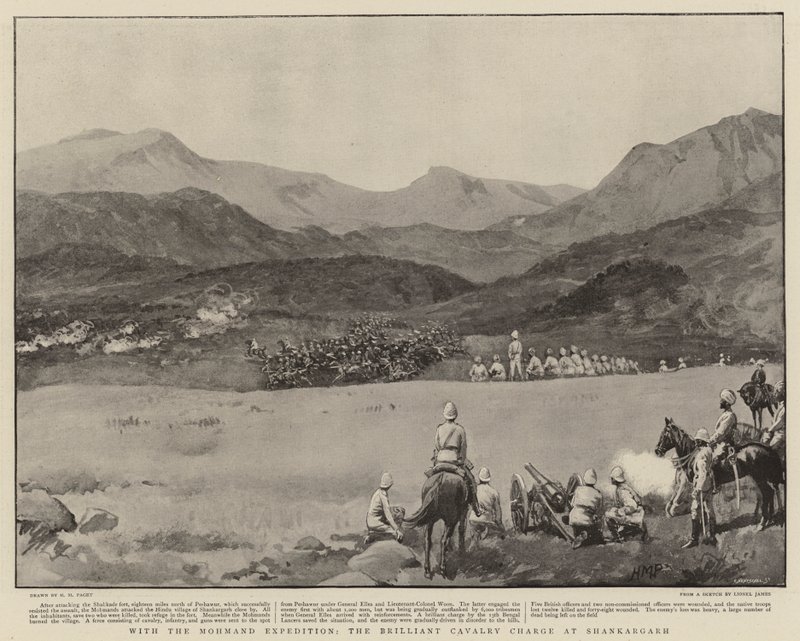 Mit der Mohmand-Expedition, der brillante Kavallerieangriff bei Shankargarh von Henry Marriott Paget