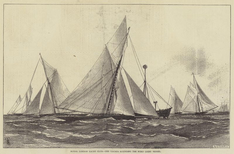 Royal London Yacht Club, die Yachten umrunden das Nore Light Vessel von Henry Spernon Tozer
