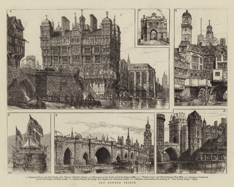 Die alte London Bridge von Henry William Brewer