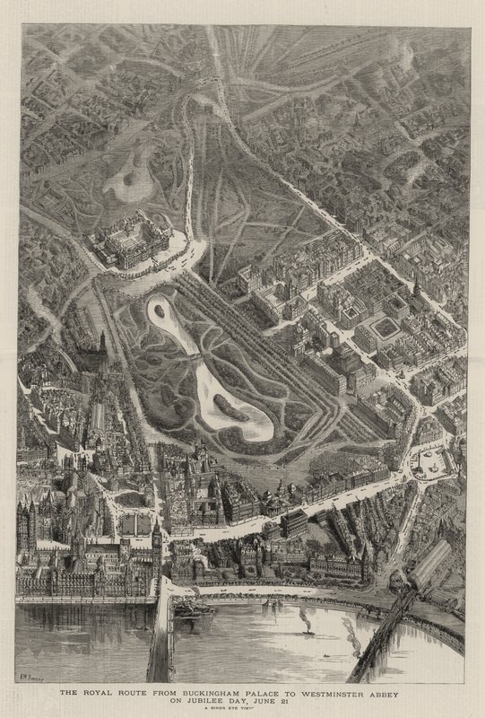 Die königliche Route vom Buckingham Palace zur Westminster Abbey am Jubiläumstag, 21. Juni von Henry William Brewer