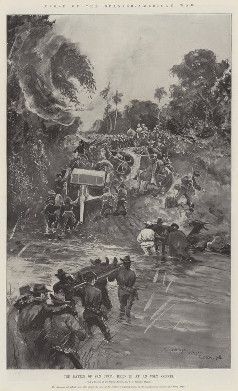 Ende des Spanisch-Amerikanischen Krieges, die Schlacht von San Juan, aufgehalten an einer hässlichen Ecke von Henry Charles Seppings Wright