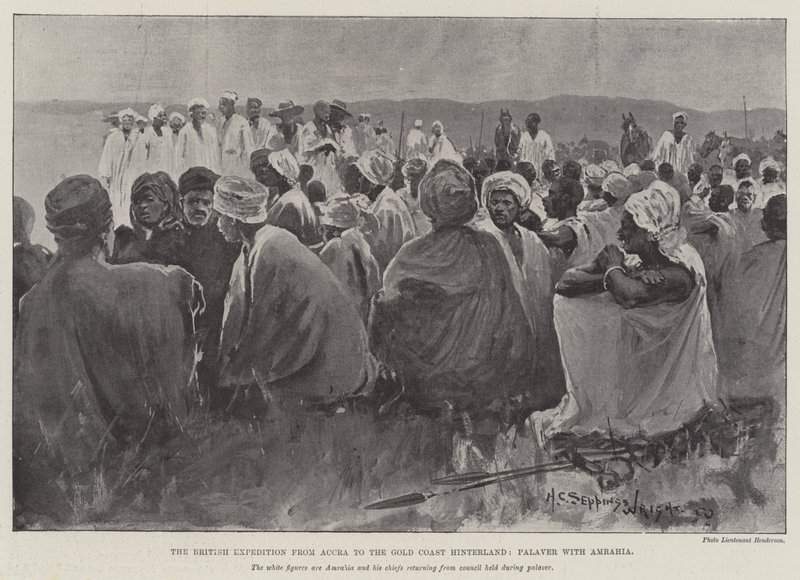 Die britische Expedition von Accra ins Hinterland der Goldküste, Palaver mit Amrahia von Henry Charles Seppings Wright
