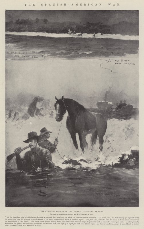 Der Spanisch-Amerikanische Krieg, der versuchte Landgang der Gussie-Expedition in Kuba von Henry Charles Seppings Wright