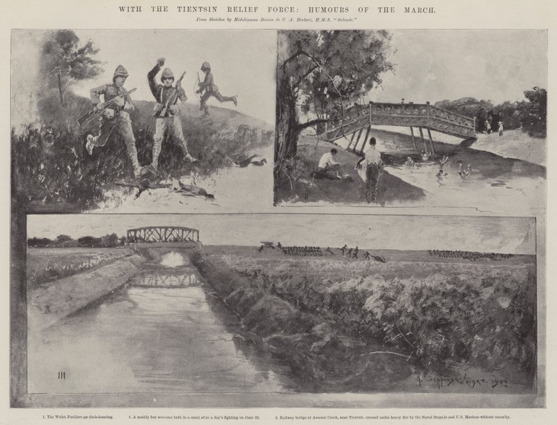 Mit der Tientsin-Entsatztruppe, Humor des Marsches von Henry Charles Seppings Wright