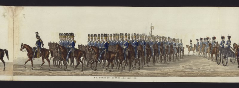 Teil der Panoramansicht des gesamten Trauerzugs von Arthur, Herzog von Wellington von Henry Jr and Sala Alken