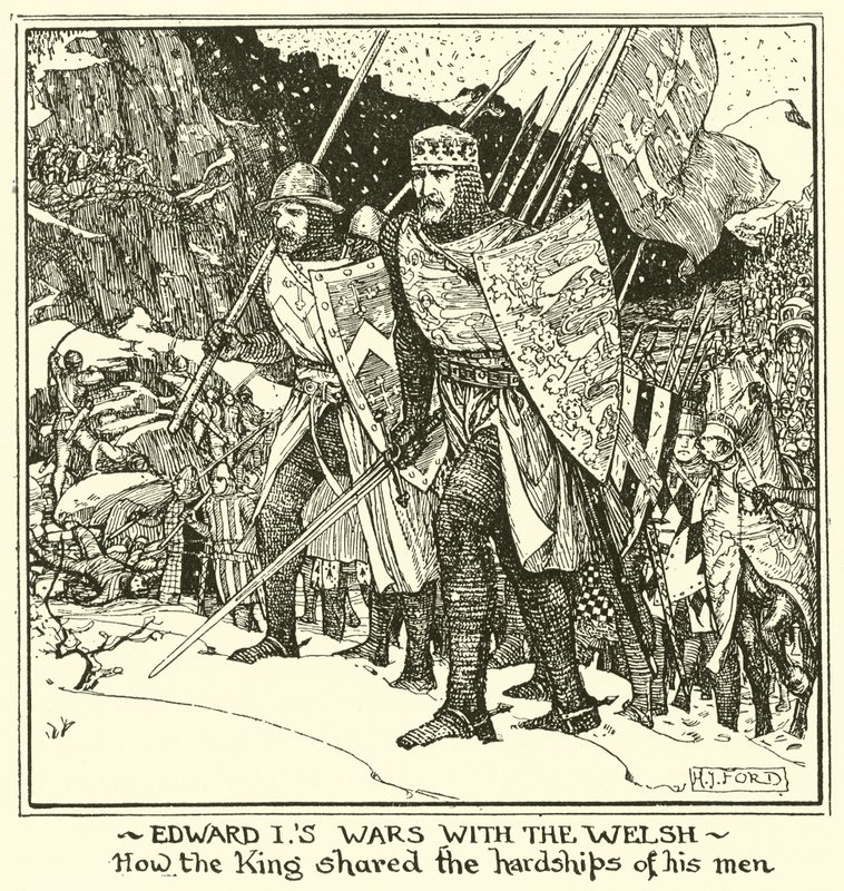 Edward führt Krieg mit den Walisern. Wie der König die Härten seiner Männer teilte von Henry Justice Ford