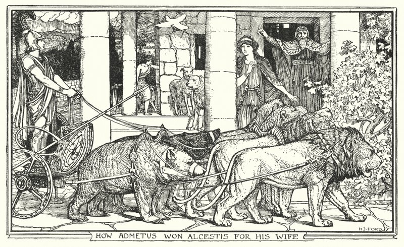 Wie Admetus Alcestis zu seiner Frau gewann (Lithografie) von Henry Justice Ford