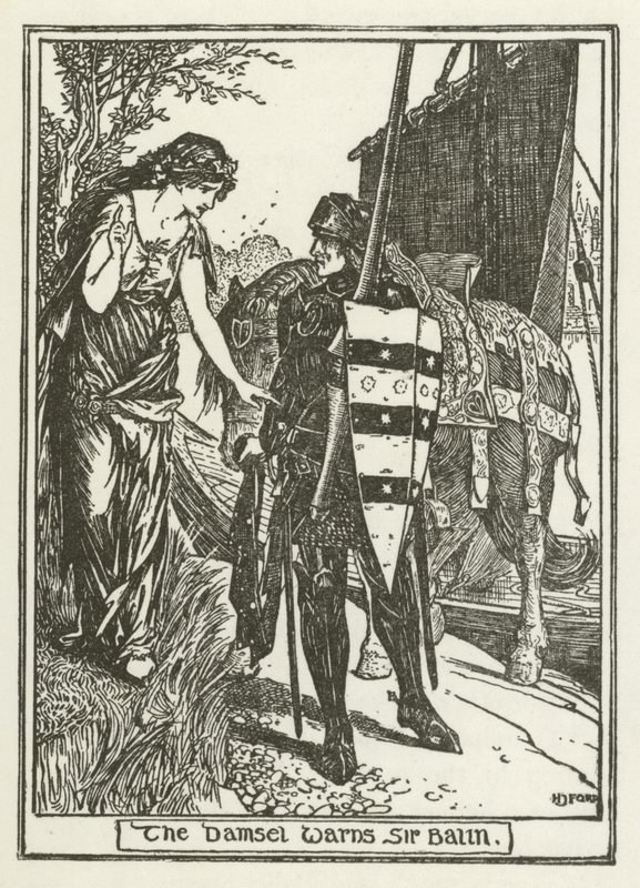 Die Jungfrau warnt Sir Balin von Henry Justice Ford