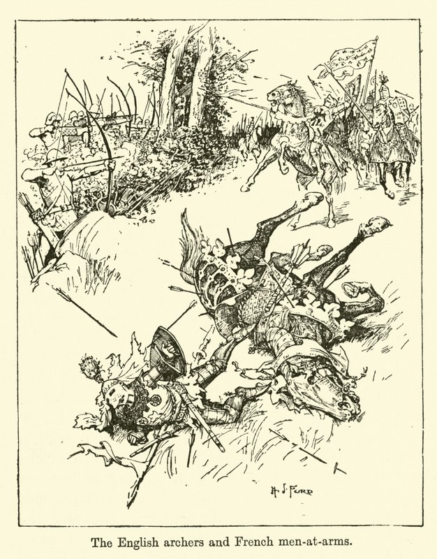 Die englischen Bogenschützen und französischen Fußsoldaten von Henry Justice Ford