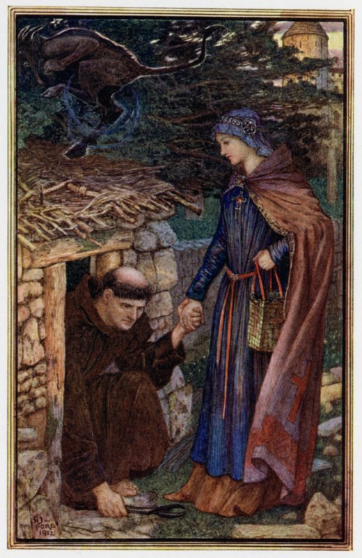 Die vernünftige Frau bringt Dunstan dazu, seine Zelle zu verlassen von Henry Justice Ford