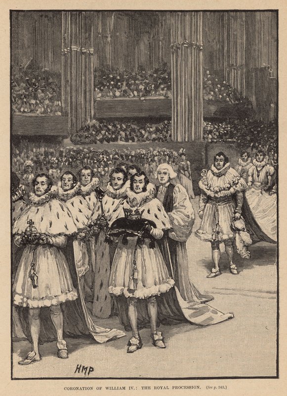 Die Krönung von König Wilhelm IV.: Der königliche Prozession (Gravur) von Henry Marriott Paget
