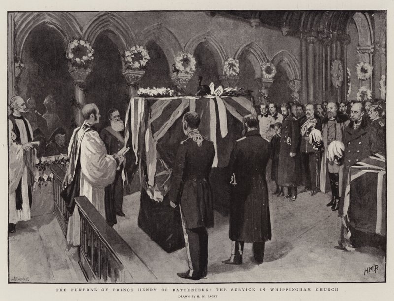 Das Begräbnis von Prinz Henry von Battenberg, der Gottesdienst in der Kirche von Whippingham von Henry Marriott Paget