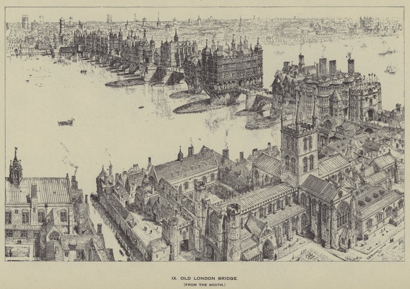 Alte Londoner Brücke, vom Süden von Henry William Brewer