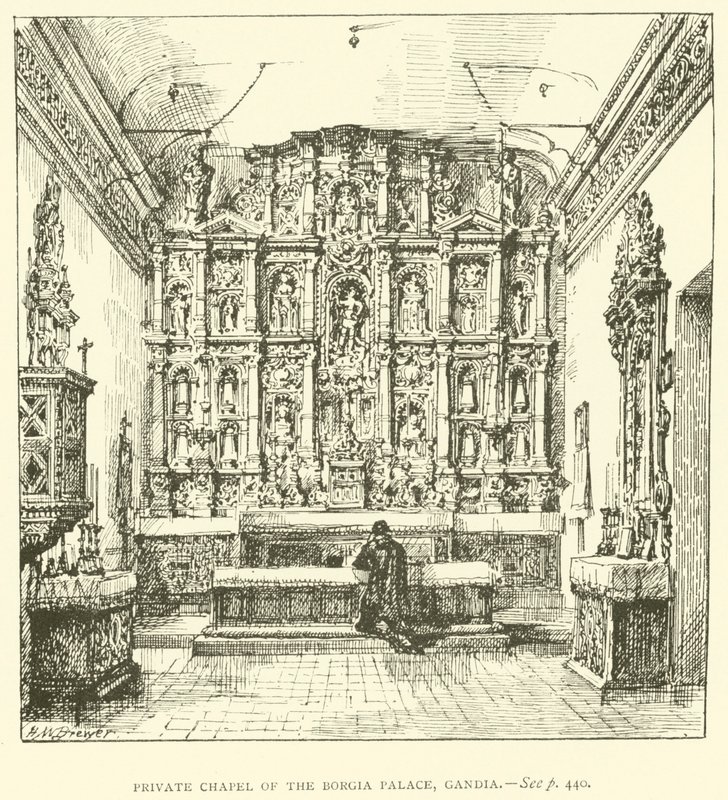 Private Kapelle des Borgia-Palastes, Gandia (Gravur) von Henry William Brewer
