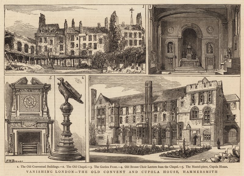 Verschwindendes London, das alte Kloster und Kuppelhaus, Hammersmith von Henry William Brewer