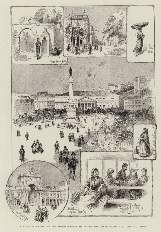 Eine Vergnügungskreuzfahrt ins Mittelmeer an Bord der Dampfyacht Victoria, I, Lissabon von Herbert Railton