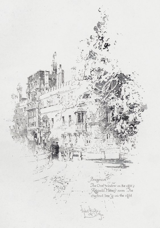 Brasenose College, Oxford, zeigt das Zimmer des englischen Geistlichen und Schriftstellers Reginald Heber von Herbert (after) Railton