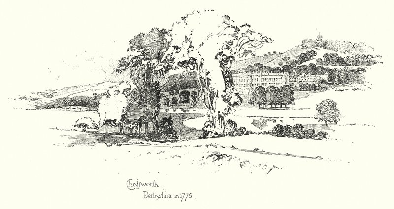 Chatsworth, Derbyshire, im Jahr 1775 von Herbert (after) Railton