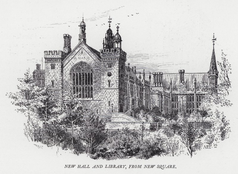 New Hall und Bibliothek, von New Square von Herbert (after) Railton