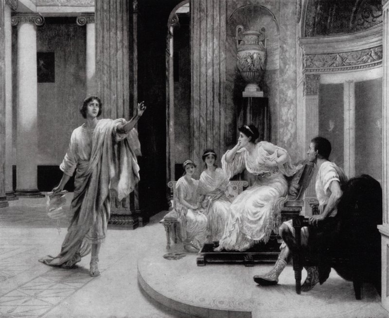Der römische Dichter Vergil deklamiert der Kaiserin Octavia seine Elegie auf den Tod ihres Sohnes Marcellus von Herbert (after) Sidney