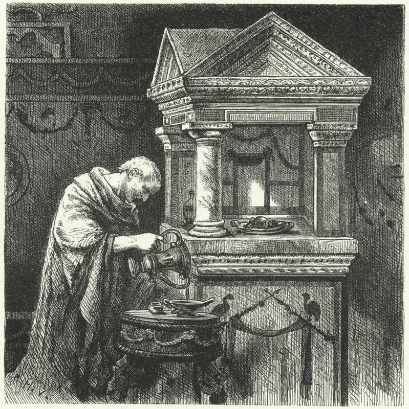Opfergaben in einem Tempel im antiken Rom von Hermann Vogel