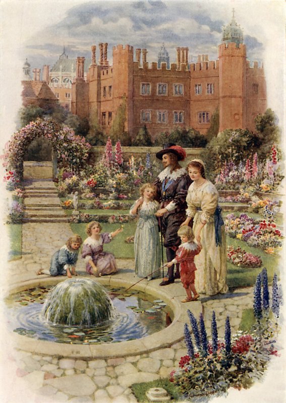 König Karl I. und Königin Henrietta in Hampton Court von Howard Davie