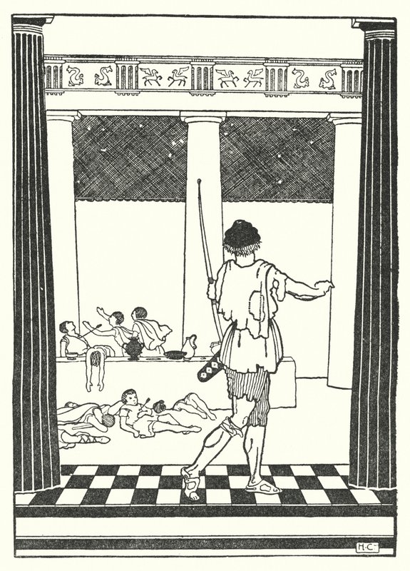 Odysseus tötet die Freier der Penelope von Hugh Chesterman