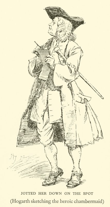 Skizze von Hogarth der heldenhaften Zimmermädchen (Gravur) von Hugh Thomson