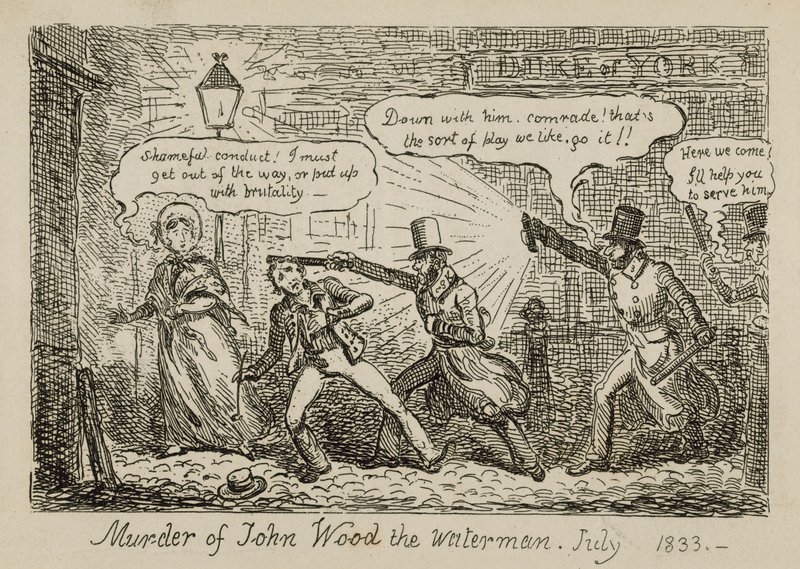 Mord an John Wood dem Wasserträger, Juli 1833 (Gravur) von Isaac (after) Cruikshank