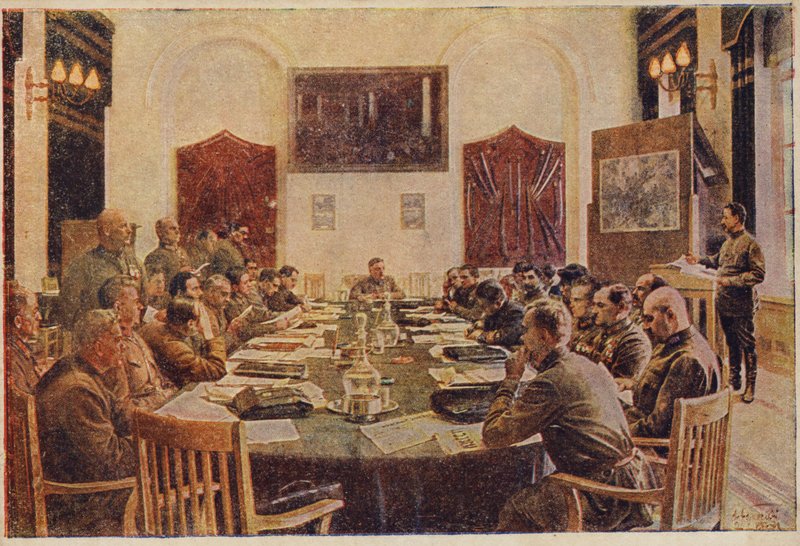 Treffen des Revolutionären Militärrats, Sowjetrussland, ca. 1925-1934 von Isaak Israilevich Brodsky