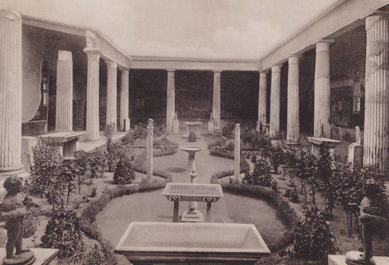 Casa Dei Vettii, Peristilio, Haus der Vettii, das Peristyl (s/w Foto) von Italian Photographer
